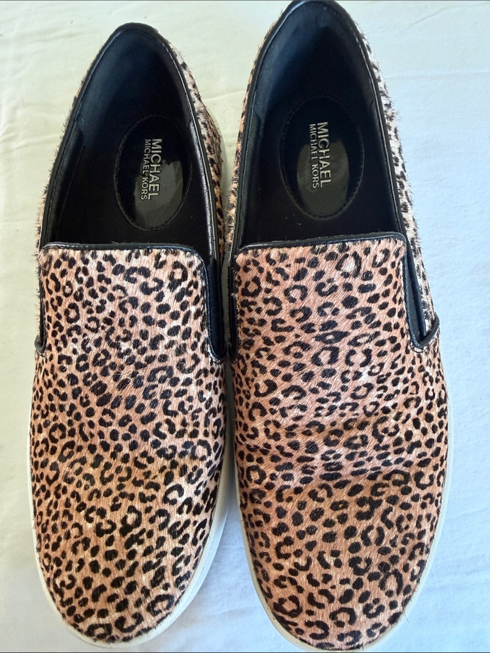 Michael Kors Leopard Print Slip-On Loafers - Black & Brown size 6.5